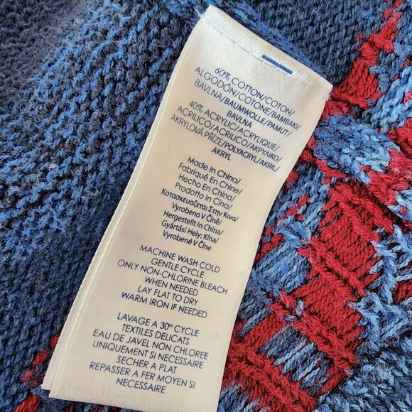 Chaps Navajo Southwestern Sweater Vest Women's Size XL Shawl Neck Button Blue - Picture 13 of 16